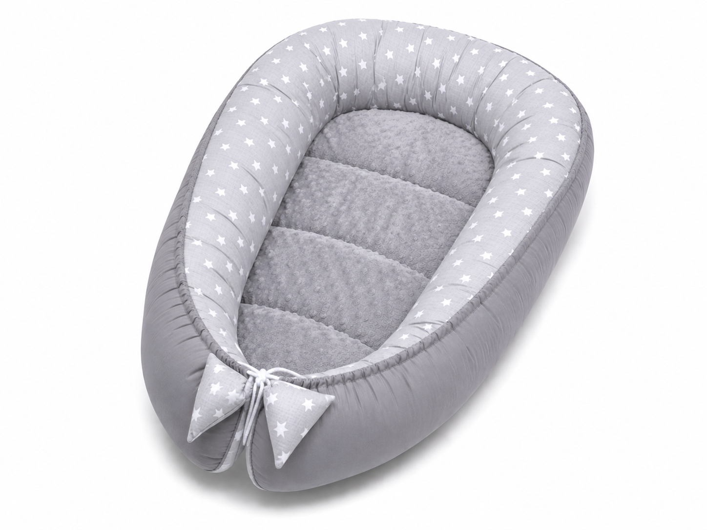 BABY MAM minky babafészek – szürke, csillagos