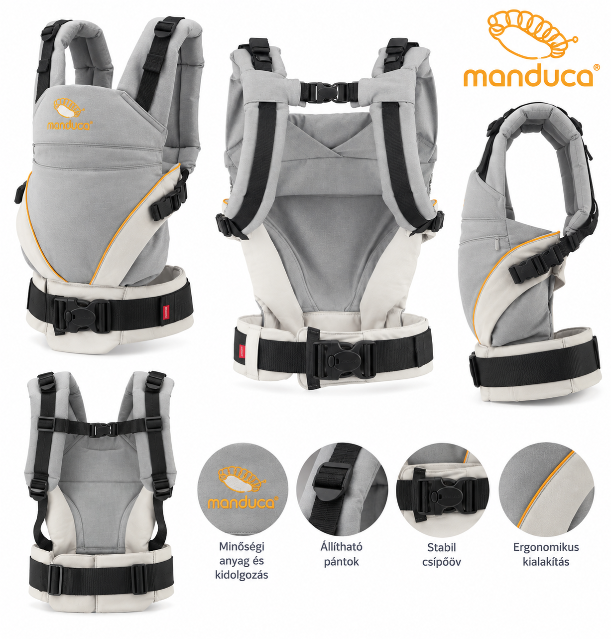 Manduca XT ergonomikus babahordozó – szürke