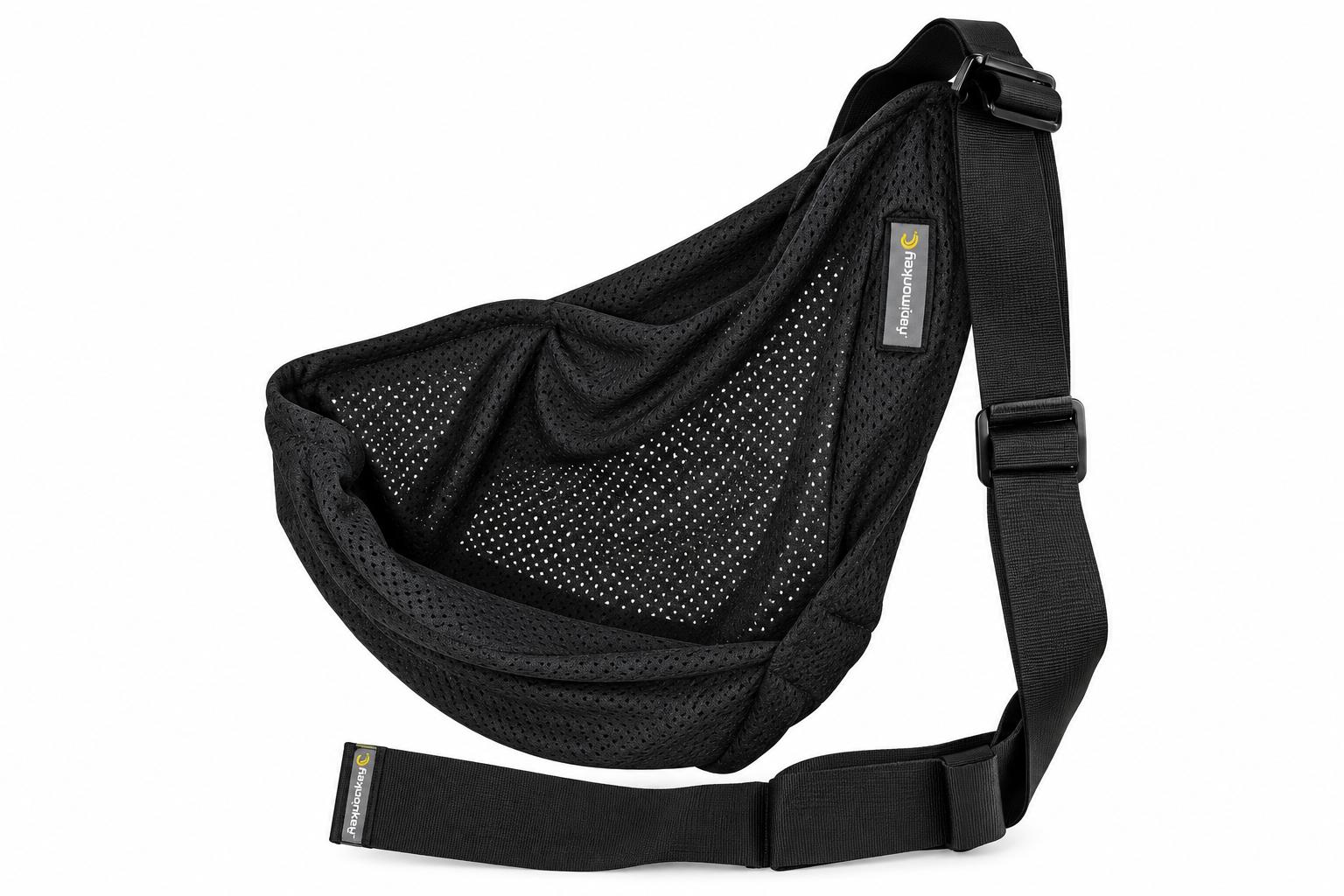 Minimonkey Mini Sling babahordozó – fekete, 3,5–15 kg