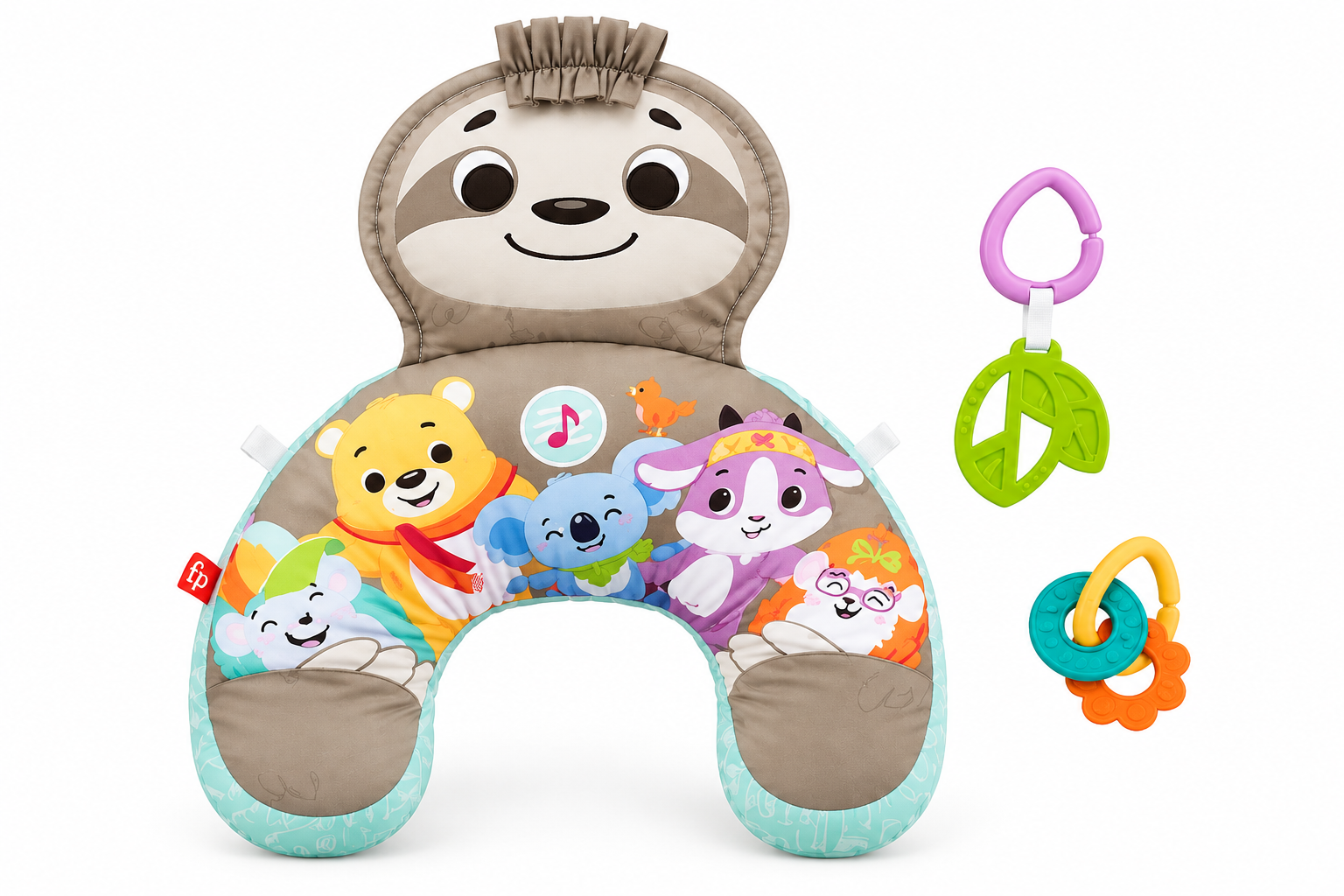 Fisher-Price zenélő és rezgő lajháros hasaltató párna – 2 játékkal